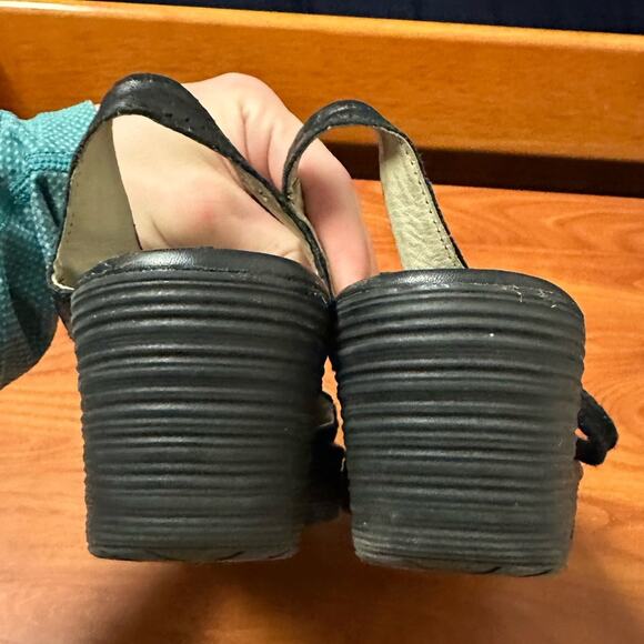 Fly London Ylva Lace Up Wedge Sandals Womens 38 7-7.5 Black Summer Open Toe - Picture 10 of 13